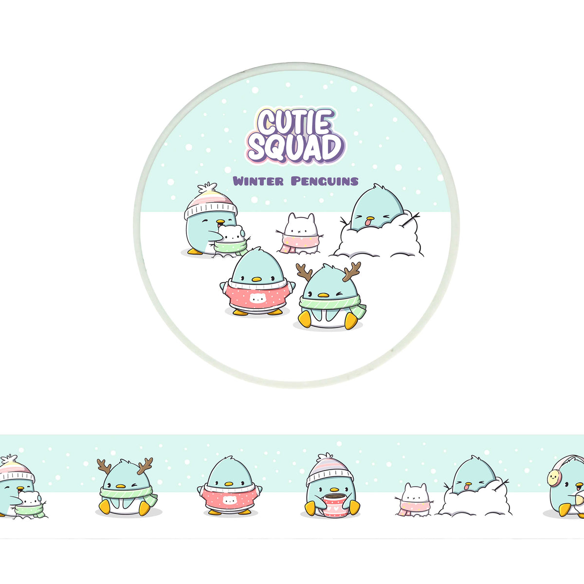Winter Penguins – Cute Penguin Washi Tape 10m