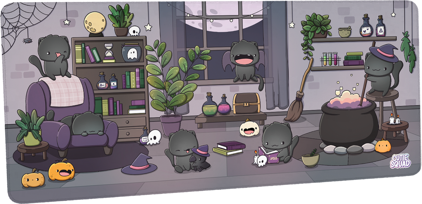 Witch Cat Kawaii Deskmat 90x40 cm