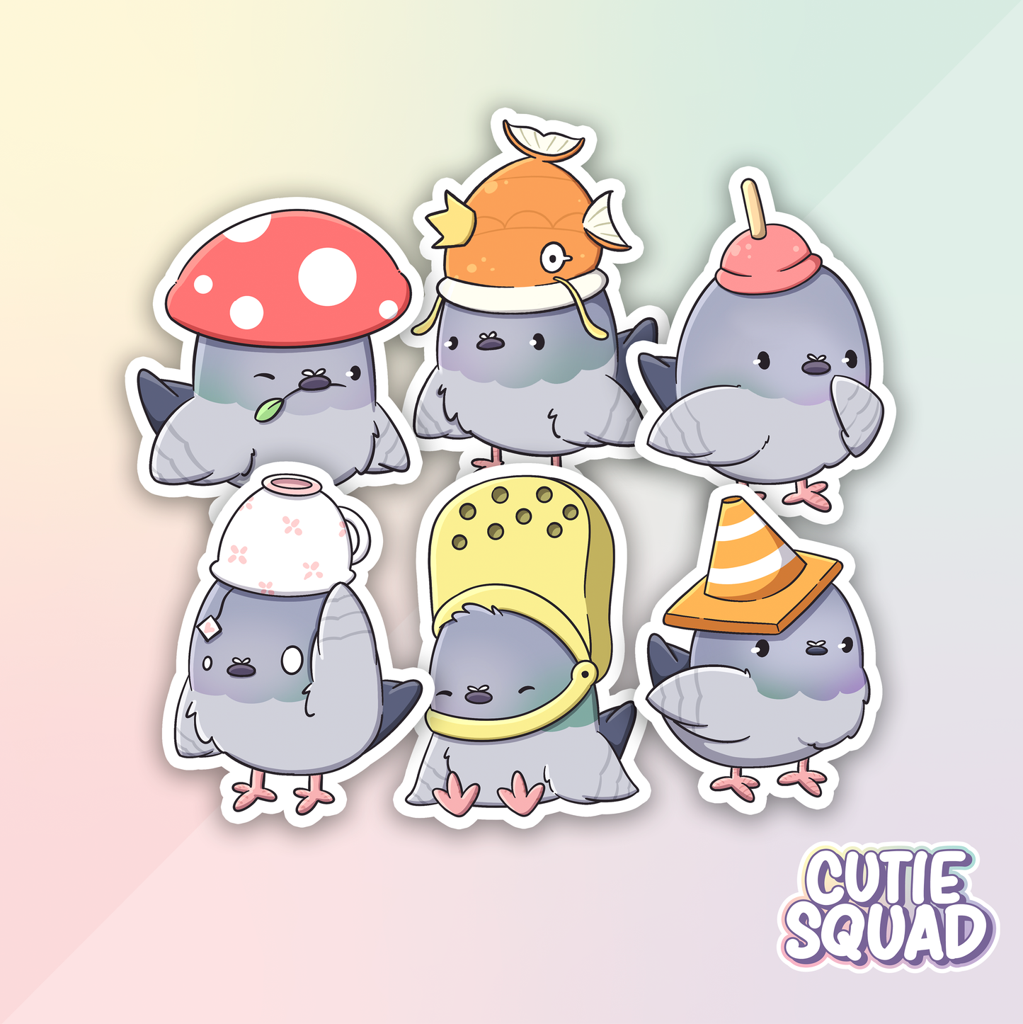 Pigeons with hats | Stickers