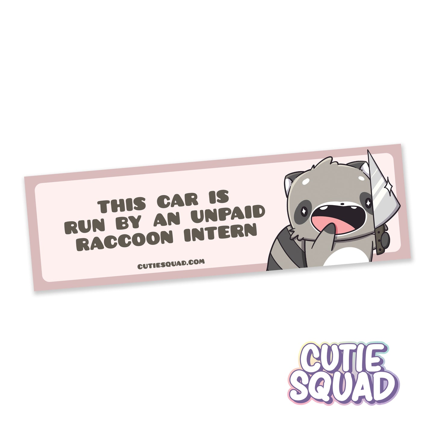 This Car Is Run by an Unpaid Intern Raccoon – Funny Raccoon Bumper Sticker