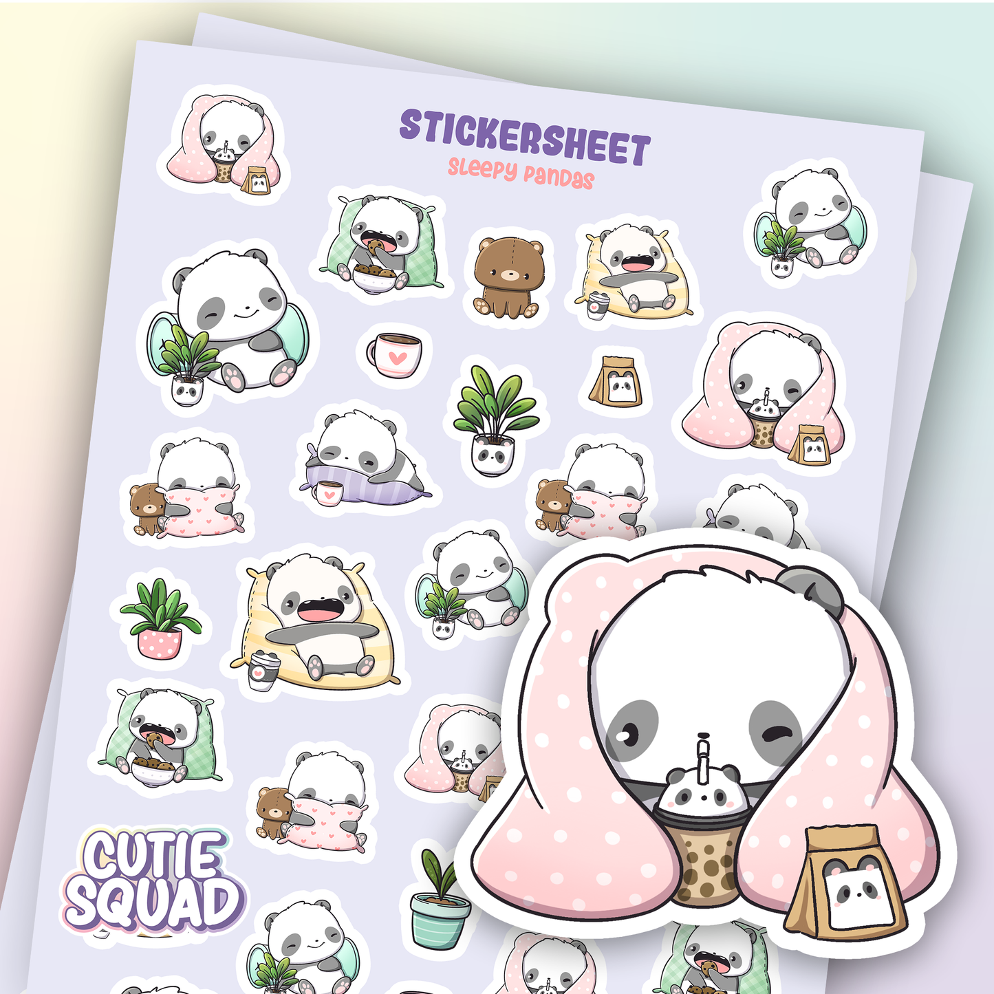 Sleepy Pandas | Sticker Sheet