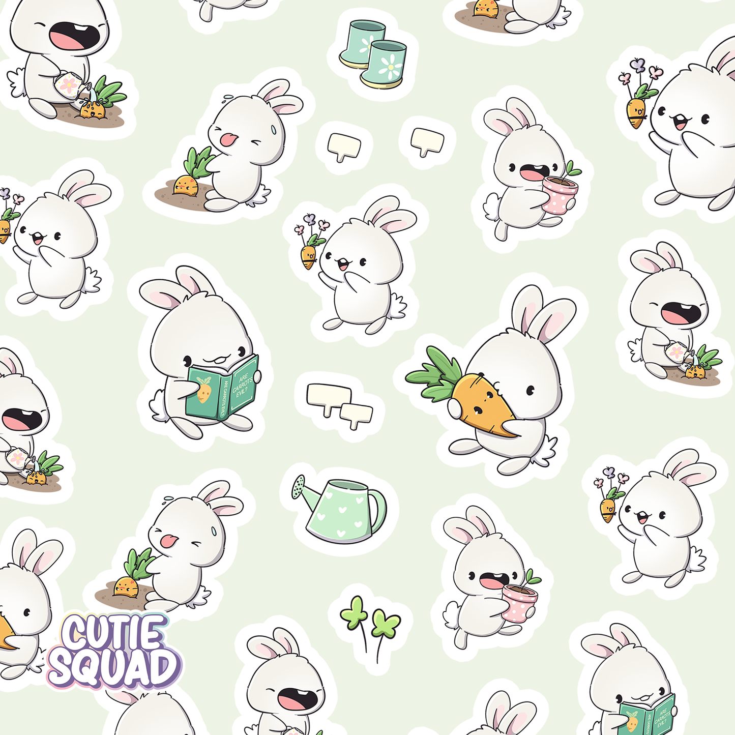 Bunny Stickervel | Kawaii Gardening Konijn Stickers
