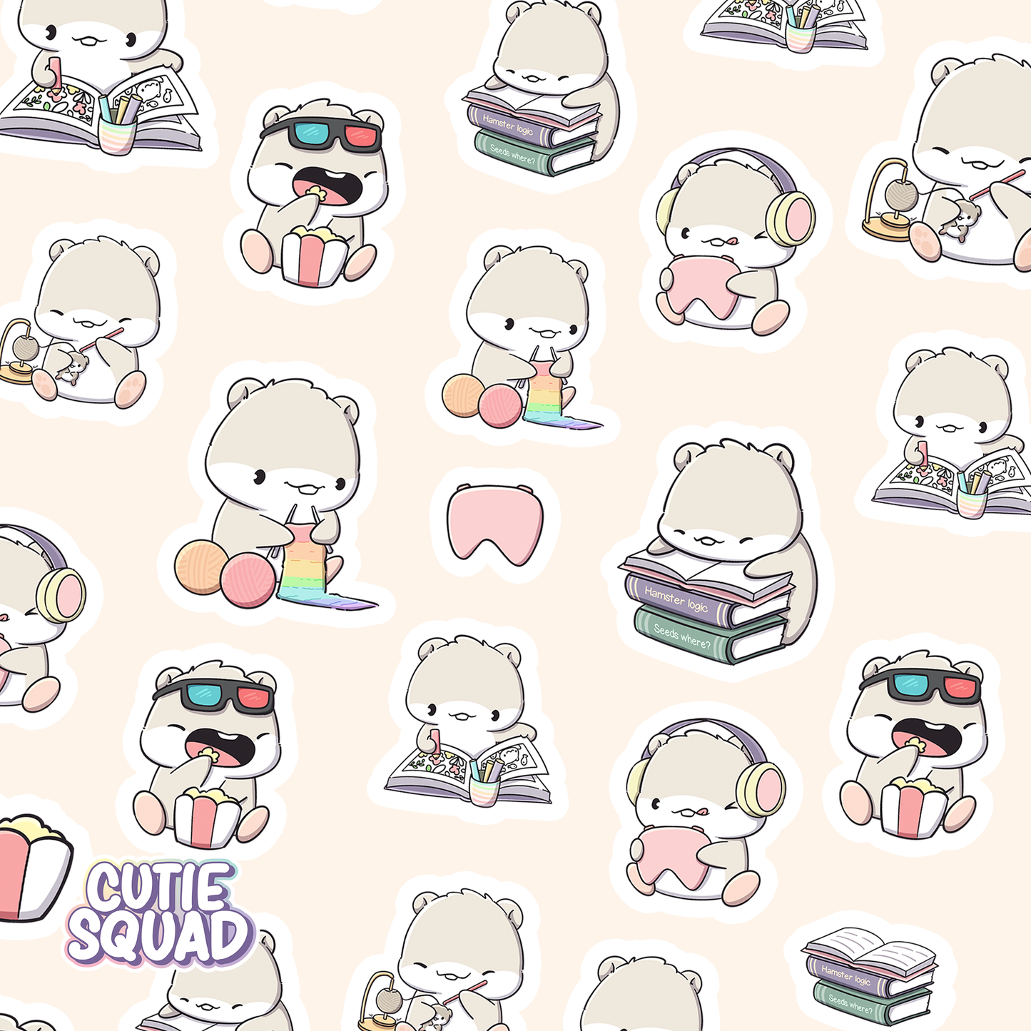 Hamster Stickervel | Kawaii Hobby Hamster Stickers