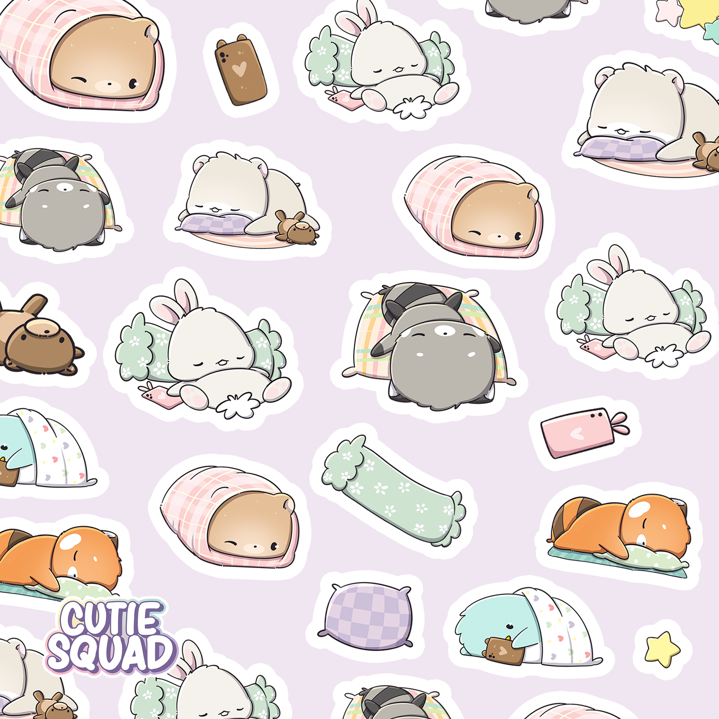 Slaperige Dieren Stickervel | Schattige Slaap Stickers