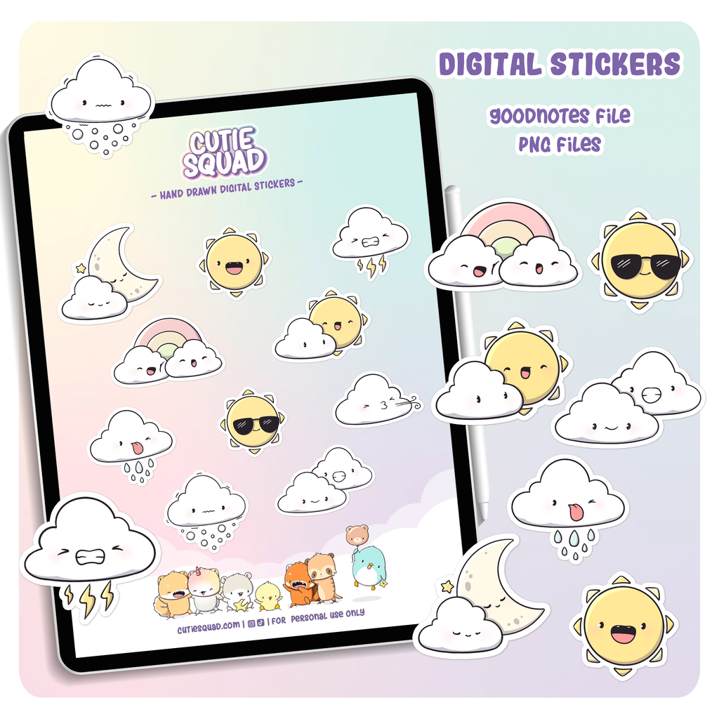 Kawaii Weather | Digital Sticker Sheet