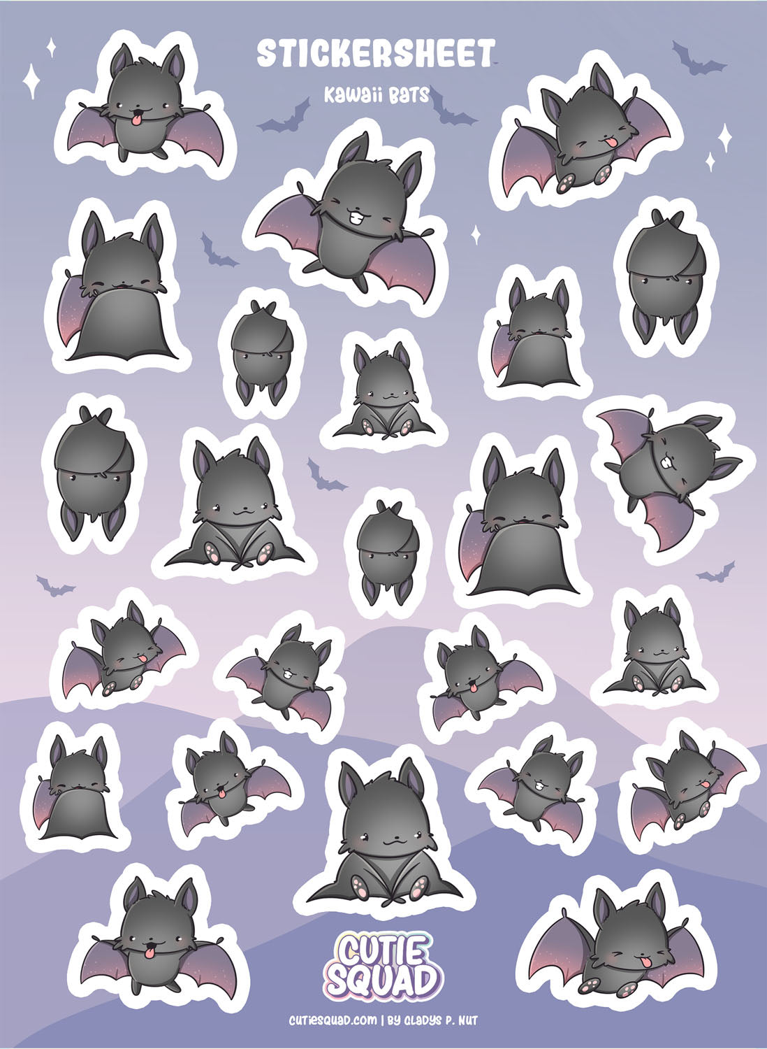 Slugger Bat Sticker Bat Sticker Sheet | Cute Spooky Stickers – Cutiesquad