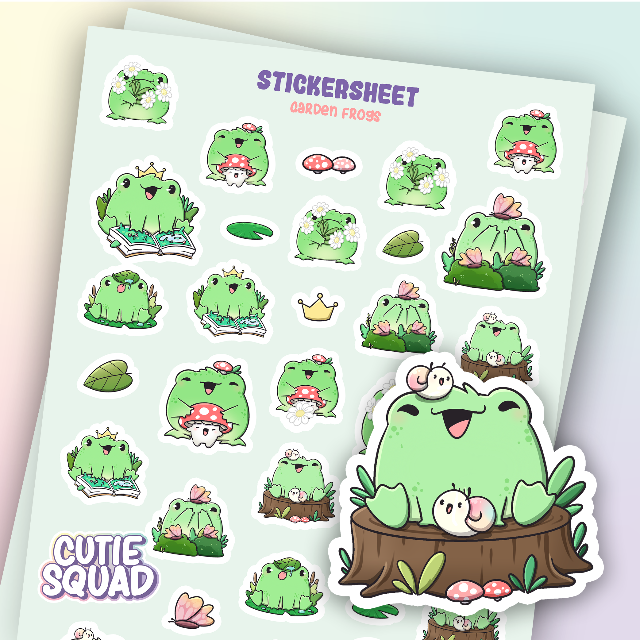 Frog Sticker Sheet Cute Kawaii Garden Stickers Cutiesquad frog-sticker-sheet-cute-kawaii-garden-stickers-cutiesquad