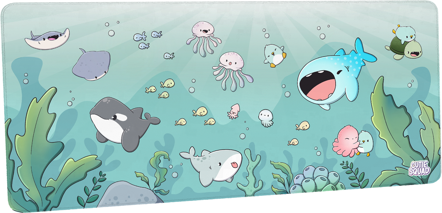 Penguins Under the Sea Kawaii Deskmat 90x40 cm