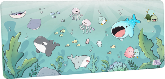 Penguins Under the Sea Kawaii Deskmat 90x40 cm