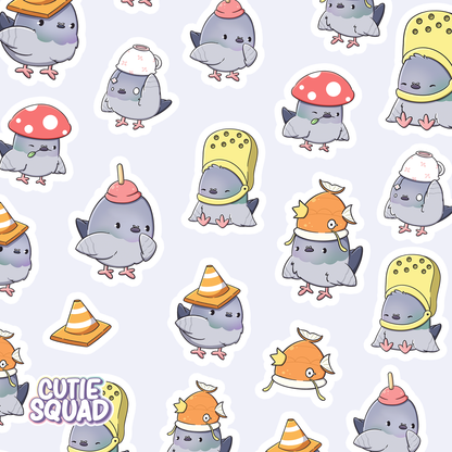 Pigeons with hats | Sticker Sheet