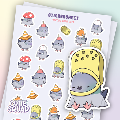 Pigeons with hats | Sticker Sheet