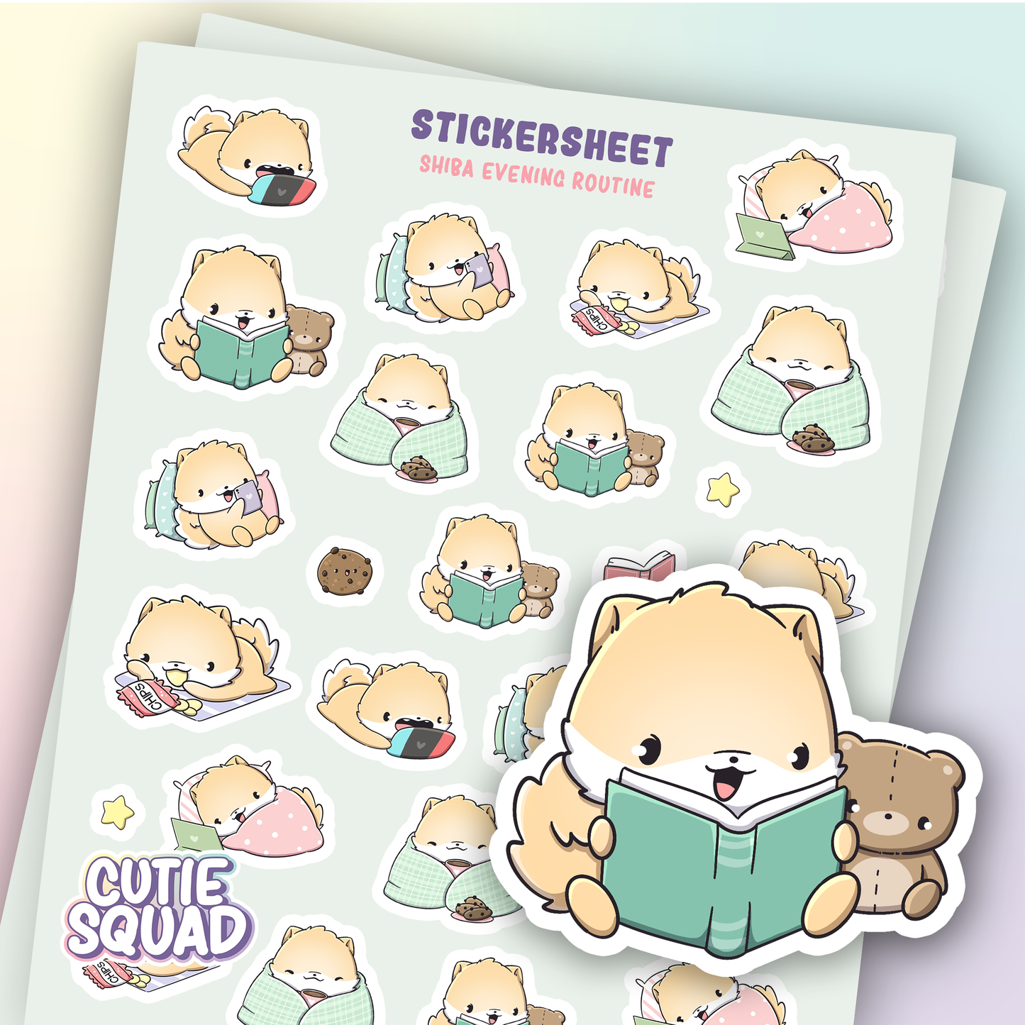 Evening routines Shibas | Sticker Sheet