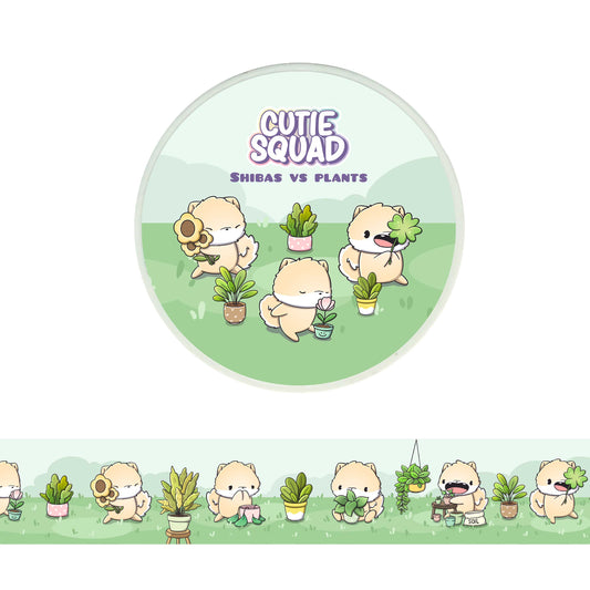 Shibas vs. Plants – Cute Dog Plant Washi Tape 10m