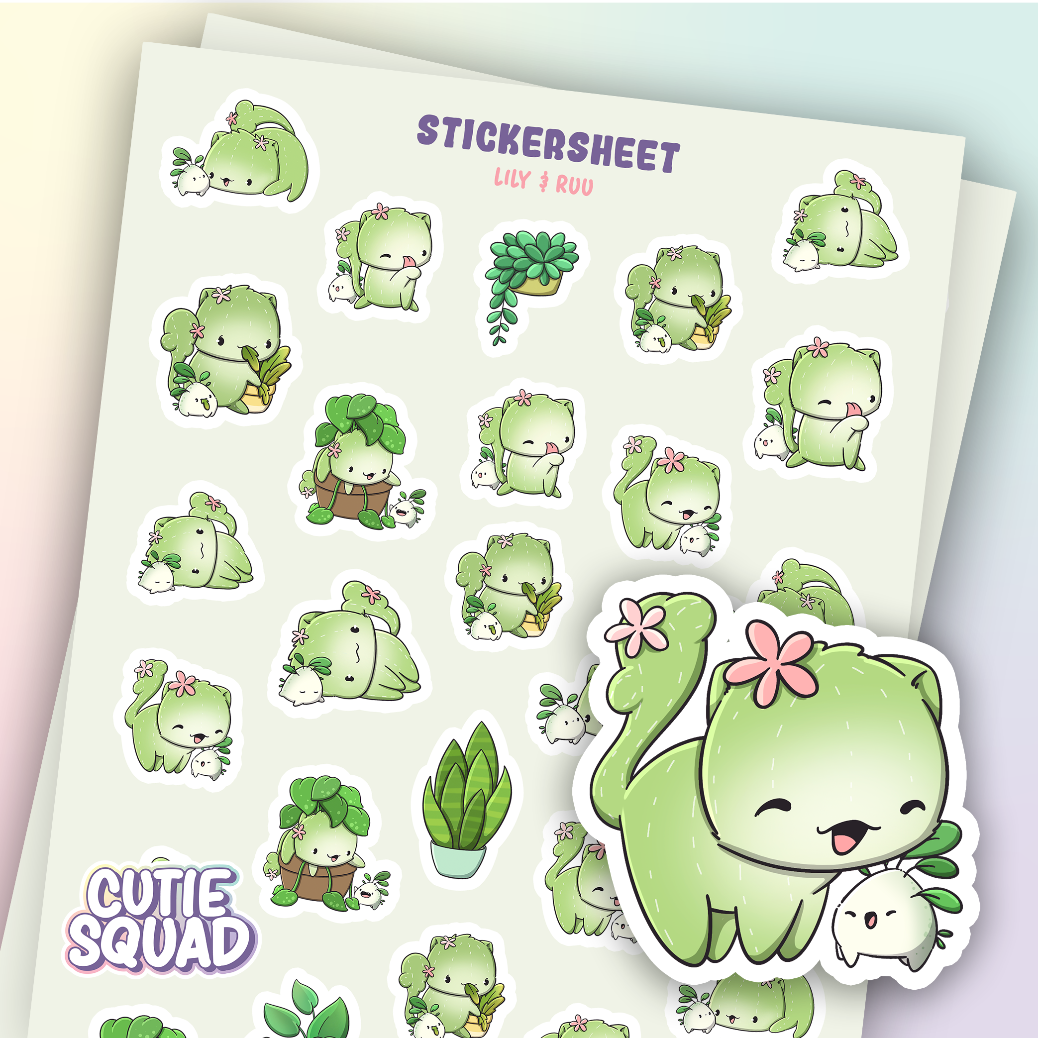 Cat Sticker Sheet | Cute Cactus Stickers – Cutiesquad