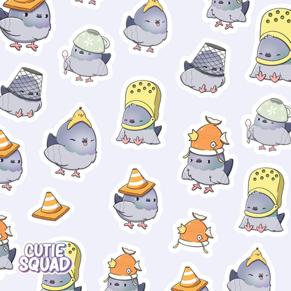 Pigeons with Hats pt. 2 – Cute Pigeon Sticker Sheet