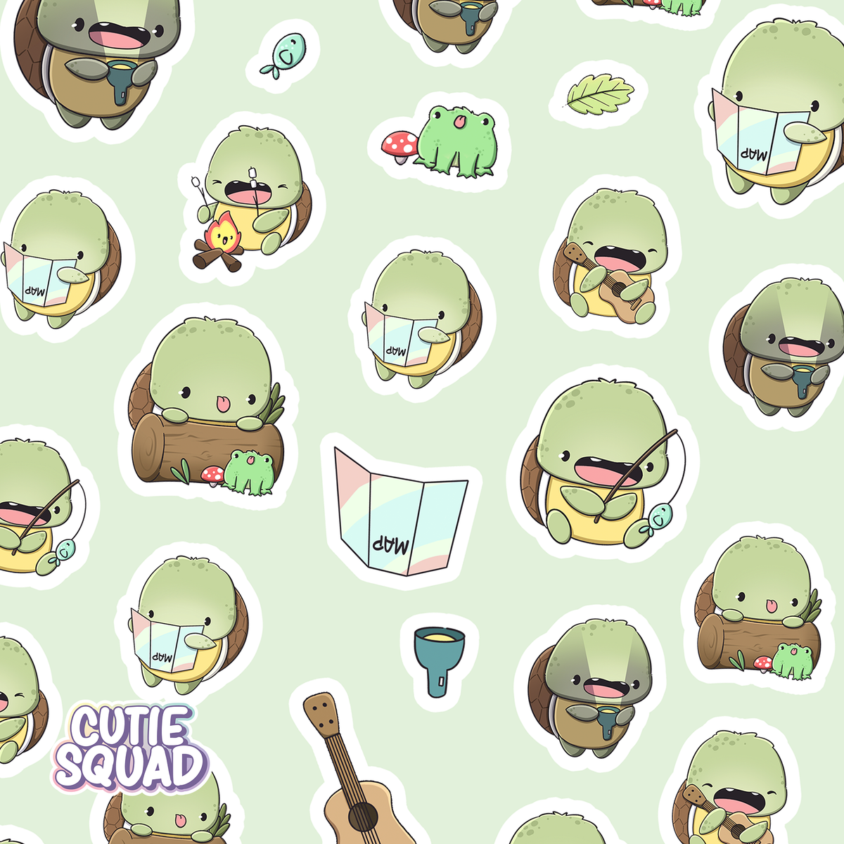 Android Turtle Sticker Turtle Sticker Sheet | Cute Camping Stickers – Cutiesquad